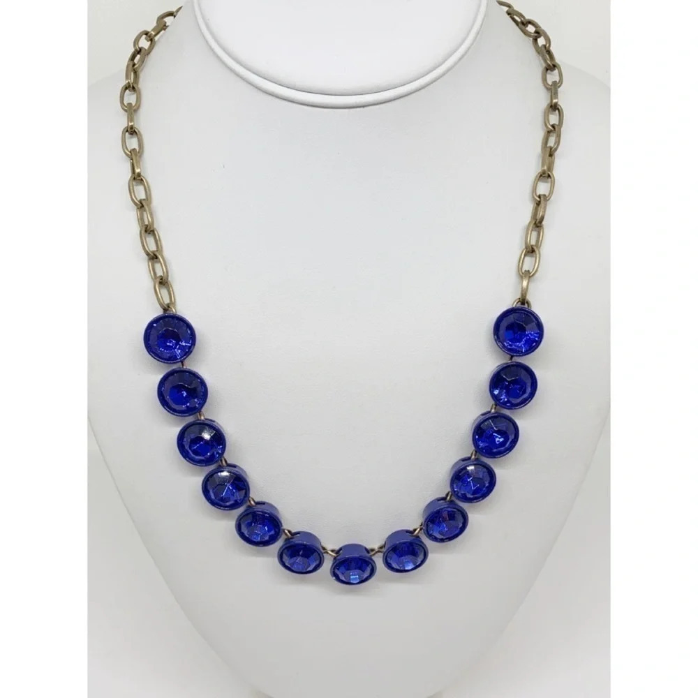 J. Crew Royal Blue Brulee Crystal Necklace